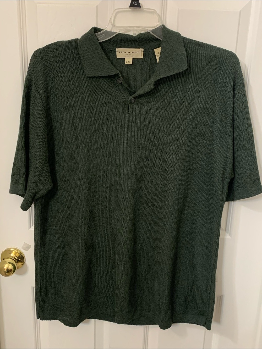 Pronto Uomo Dark Green Short-Sleeve Knit Polo Made in Italy